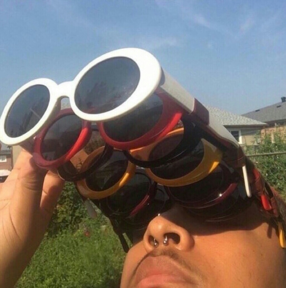 Clout Goggles Oval Mod Retro Thick Frame Rapper Hy - Picture 1 of 3